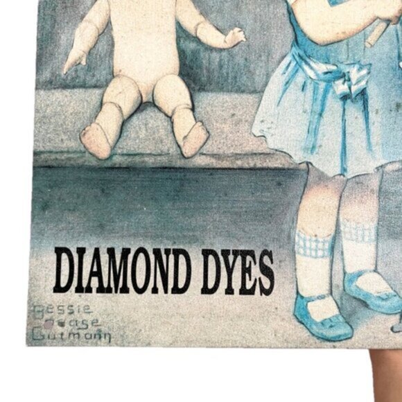 Vintage Diamond Dyes "A Busy Day in Dollville" Metal Sign - made in the USA 🇺🇸 - Picture 2 of 7